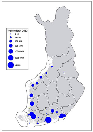 Valkoposkihanhien esiintyminen Suomessa syyskuussa 2013